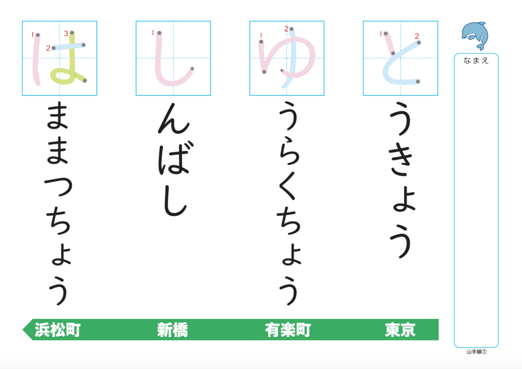 山手線でひらがなプリント