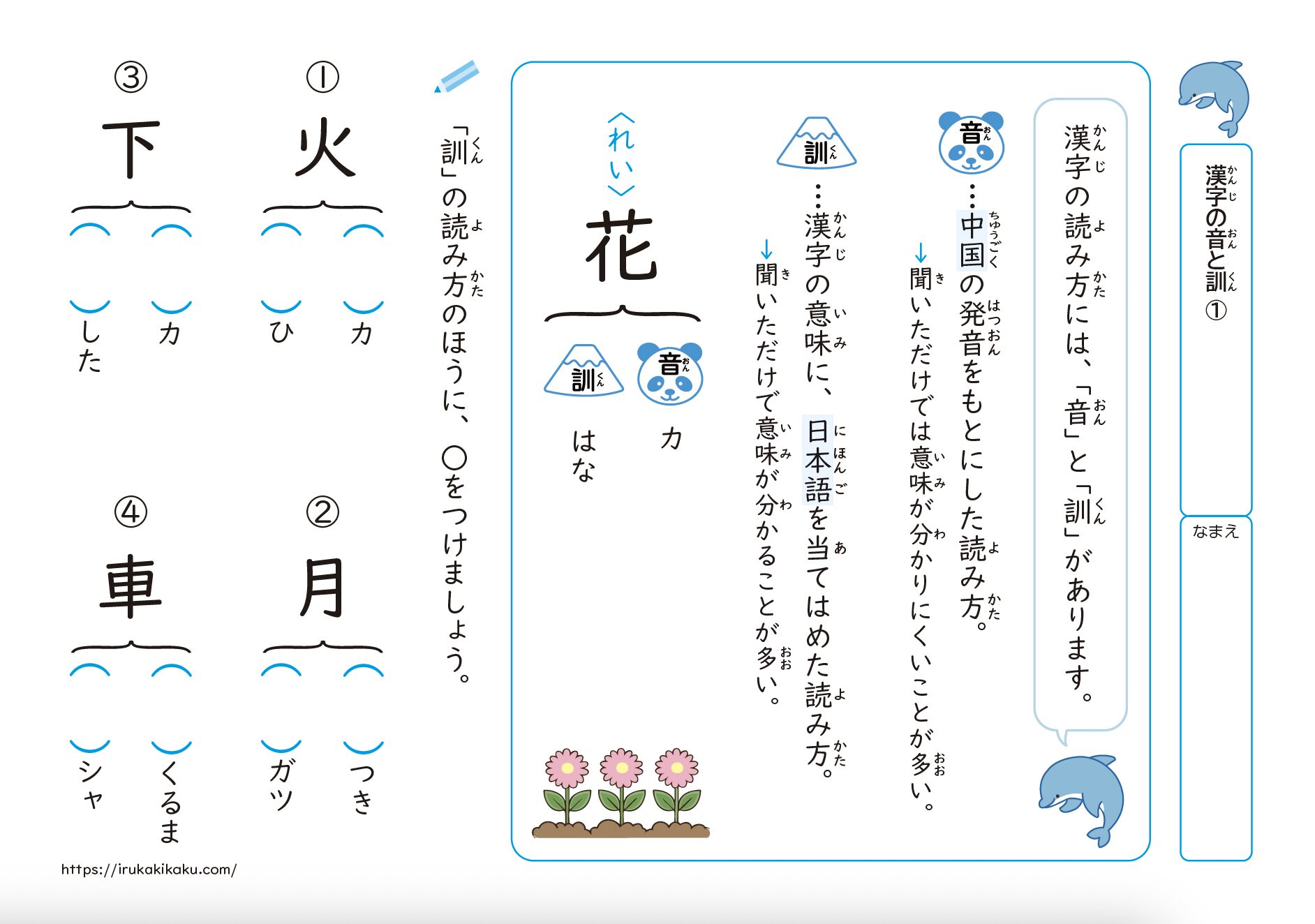 漢字の音と訓プリント